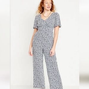 Old navy floral blue and white jumpsuit